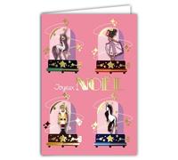Carte Joyeux Noël en Or Doré Brillant Scintillant avec Enveloppe Blanche Format 12x17,5cm - Licorne Princesse Ballerine Danseuse Casse-Noisette Roi Prince Meilleurs Vœux Fille - Fabriqué en France