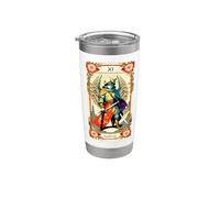 Carte Justice - Art inspiré du tarot Gobelet isotherme en acier inoxydable double paroi