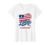 Carte Liberia is Always Home Drapeau Libérien | Jour de l'indépendance T-Shirt Graphique avec Valeur, Femme, Blanc, S