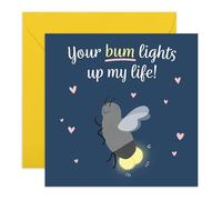 Carte luciole romantique - Mignon Bum illumine ma vie Love Humour Illustration - Partenaire, épouse, mari, petite amie, petit ami, fiancé, fiancé, écraser, un ami, femme, homme, adulte - Livré avec