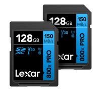 Carte m moire Lexar 128 Go (lot de 2) hautes performances 800x PRO SDXC UHS-I C10 U3 V30 4K UHD vid o jusqu' 150 Mo/s en lecture pour appareils