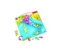 Janod – Carte d'Italie magnétique J05488 – Puzzle en bois enfant 20 pièces aimantées dès 7 ans