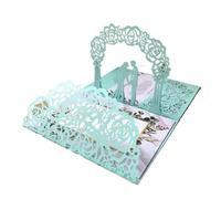 Carte Mariage Carte d'invitation de mariage 3D Pop Up à trois volets, carte de vœux découpée au laser(Blue)