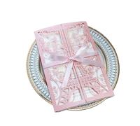 Carte Mariage Invitation d'anniversaire Tour Eiffel découpée au laser en rose for une fête de fiançailles ou un mariage(Pink)