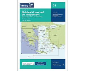 Carte marine G1 - Grèce continentale et Péloponnèse 1:729 000 | Imray
