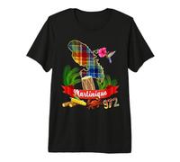 Carte Martinique 972 Madras Fleurs Antilles Françaises T-Shirt Haut de Gamme
