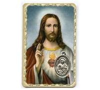 Carte Medaille Sacre Coeur de Jesus avec priere au dos - livraison gratuite