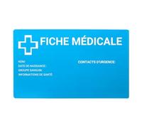 Carte Médicale d’Urgence - Format Carte de Crédit - Aluminium Anodisé Souple (Bleu clair B)