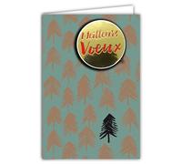 Carte Meilleurs Vœux Collage en Relief du Texte Brillant avec Enveloppe 12x17,5cm Forêt Sapins Géométrique Abstrait pour Professionnel Entreprise Collègue Collaborateur ou Particulier Nouvelle Année