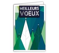 Carte Meilleurs Vœux Collage en Relief du Texte Brillant avec Enveloppe 12x17,5cm Oiseau Boule Noël Déco Géométrique pour Professionnel Entreprise Collègue Collaborateur ou Particulier Nouvelle Année