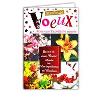 Carte Meilleurs Vœux pour une Excellente Année Collage en Relief Mini Livret Recettes Ingrédients du Bonheur Souhaits 4 Saisons Neige Hiver Fleurs Printemps été Feuilles Automne Rouge 61-4088-A BA