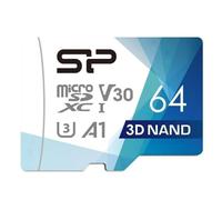 Carte Mémoire + Adaptateur - Silicon Power - Superior Pro microSDXC 64Go - UHS-I U3 V30 4K A1 Haute Vitesse