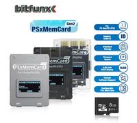 Carte mémoire BitFunx PSxMemCard Gen2 SD2PSX pour lecteur de carte SD PS1/PS2, adaptateur de carte pour console de jeu PS One, sauvegarde des données, carte de jeu Tran White