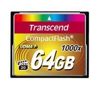 Transcend Carte mémoire CompactFlash 1000 64GB, jusqu'à 160/120 MB/s modèle pour vidéo Full HD ultra haute résolution, 3D et 4K UHDTV - TS64GCF1000