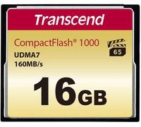 Carte Mémoire Compactflash 1000 16Gb, Jusqu'À 160/120 Mb/S, Modèle Pour Vidéo Full Hd Ultra Haute Résolution, 3D Et 4K Uhdtv - Ts16Gcf1000