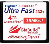 Carte mémoire eMemoryCards 4 Go Ultra Fast 35 Mo/s CompactFlash Compatible avec Canon 10D/20D/30D/40D/50D/1D/1Ds/5D/5Ds/7D Mark I/II/III/IV, Nikon D, Olympus E, Sony Alpha, Leica S Caméras