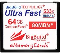 Carte mémoire eMemoryCards 64 Go Ultra Fast 80 Mo/s CompactFlash Compatible avec Canon 10D/20D/30D/40D/50D/1D/1Ds/5D/5Ds/7D Mark I/II/III/IV, Nikon D, Olympus E, Sony Alpha, Leica S Caméras