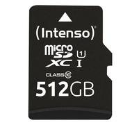 Carte mémoire flash - Intenso GmbH - Micro SDXC 512GB Intenso Premium C10 UHSI- 45MB/s inkl. SD-Adapter - Noir