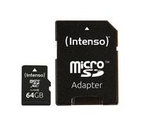 Carte mémoire flash - INTENSO - MicroSDHC - 64 Go - Vitesse de lecture 20 Mo/s - Vitesse d'écriture 12 Mo/s