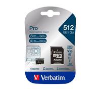 Carte mémoire flash Verbatim PRO U3 - 512 Go - A2 / UHS-I U3 / Class10 - microSDXC