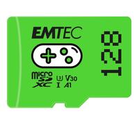 EMTEC - Carte Mémoire microSD 128GB - Augmentez la Mémoire de Vos Consoles, Smartphones et Tablettes - Plus de Stockage de Jeux et Vidéos - ECMSDM128GXCU3G - Collection Gaming - Green/Vert