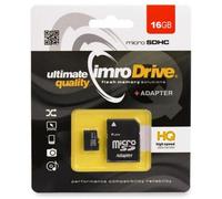 IMRO Carte mémoire microSDHC 16 Go Class 10 avec adaptateur SD Noir