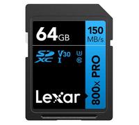 Lexar Carte SDXC 800x PRO Blue Series 64 Go UHS-1 V30 Lecture 150 Mo/s Noir G