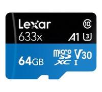 Carte mémoire SD Lexar Carte Mémoire Professional 633x 64 Go Microsdhc -Noir+Bleu