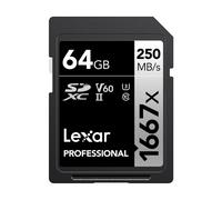 Carte mémoire Lexar Professional 64 Go SDXC 1667x UHS-II C10 U3 V60 Full HD et 4K jusqu'à 250 Mo/s en lecture pour photographes et vidéastes prof