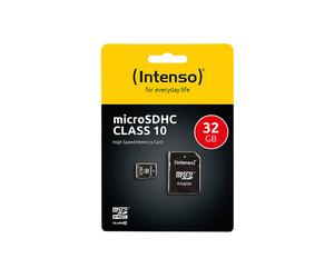 Carte Mémoire Micro SD 32Go Intenso avec adaptateur SD-SDHC - 3413480