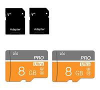 Carte mémoire Micro SD 8GB Classe 10 avec Adaptateur SD-Carte TF Haute Vitesse pour Tablette/téléphone Mobile/Appareil Photo/autoradio/Console de Jeu (Lot de 2 Cartes de 8GB)