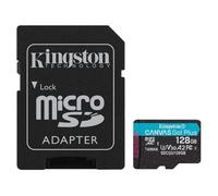 Kingston Canvas Go! Plus - Carte mémoire flash (adaptateur microSDXC vers SD inclus(e)) - 128 Go - A2 / Video Class V30 / UHS-I U3 / Class10 - microSDXC UHS-I Multicolore G