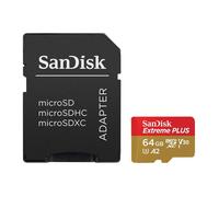 SanDisk Extreme PLUS - Carte mémoire flash (adaptateur microSDXC vers SD inclus(e)) - 64 Go - A2 / Video Class V30 / UHS-I U3 / Class10 - microSDXC UHS-I