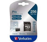 Carte mémoire Micro SD Verbatim Pro U3 - 256Go avec adaptateur