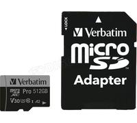 Verbatim Carte mémoire microSDXC 47046 – 512 Go UHS‑I U3 Classe 10 – Neuf