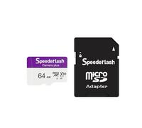 Carte mémoire micro SDXC 64 Go, Speederlash Camera Plus carte TF avec adaptateur, vitesse de lecture jusqu'à 90 Mo/s, support vidéo 4K UHD et 5K, certifié U1 V30 A1, étanche, pour caméra de sécurité