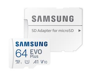 Carte Mémoire MicroSD Evo Plus 64GB Class 10 - 100 MB/S + Adaptateur SD Samsung