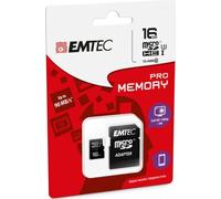 Carte Mémoire MicroSD HC 1 Classe 10 + Adaptateur SD 16GB Pro (3D / 4K) EMTEC