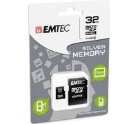 Carte Mémoire MicroSD HC + Adaptateur 32GB Argent (MP3-MP4) EMTEC