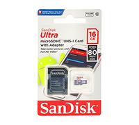 Carte Mémoire microSDHC SanDisk Ultra 16GB avec Vitesse de Lecture Allant jusqu'à 80MB/S, Classe 10