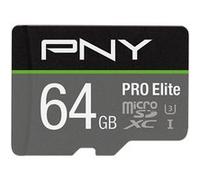 PNY 64GB Pro Elite U3 V30 A1 microSDXC Carte Mémoire Flash + Adaptateur