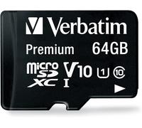 Carte mémoire microSDXC Premium 64 Go noire avec adaptateur - pour capture vidéo full HD - résiste à l'eau & aux chocs - carte mémoire SD pour appareil photo smartphone tablette
