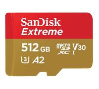Carte mémoire microSDXC SanDisk Extreme 512 Go + adaptateur SD jusqu'à 160 Mo-s, avec la Classe de vitesse UHS 3 (U3), V30
