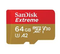 Carte Mémoire microSDXC SanDisk Extreme 64 Go + Adaptateur SD avec Performances Applicatives A2 jusqu'à 160 Mo/s, Classe 10, U3, V30