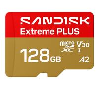 Carte mémoire microSDXC SanDisk Extreme Plus 128 Go UHS-I V30 A2 jusqu'à 250 Mo/s en lecture et 120 Mo/s en écriture Rouge