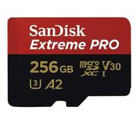 Carte Mémoire microSDXC SanDisk Extreme PRO 256 Go + Adaptateur SD avec Performances Applicatives A2 jusqu'à 170 Mo/s, Classe 10, U3