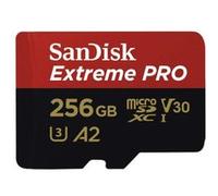 Carte Mémoire microSDXC SanDisk Extreme PRO 256 Go + Adaptateur SD avec Performances Applicatives A2 jusqu'à 170 Mo/s, Classe 10, U3