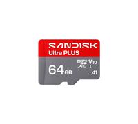 Carte mémoire microSDXC SANDISK Ultra PLUS 64GB UHS-I 1 Lectures 150 Mo/s Rouge et gris