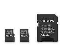 Carte mémoire PHILIPS SDXC 2-Pack 64GB + adaptateur SD UHS-I U1 jusqu'à 80MB/s