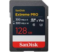 SanDisk Extreme Pro 128 Go Carte SDXC UHS-II Carte, jusqu'à 300 Mo/s en Lecture, 300 Mo/s en écriture, V90, Ses Performances de Niveau Professionnel Permettent Un Enregistrement vidéo en 8K